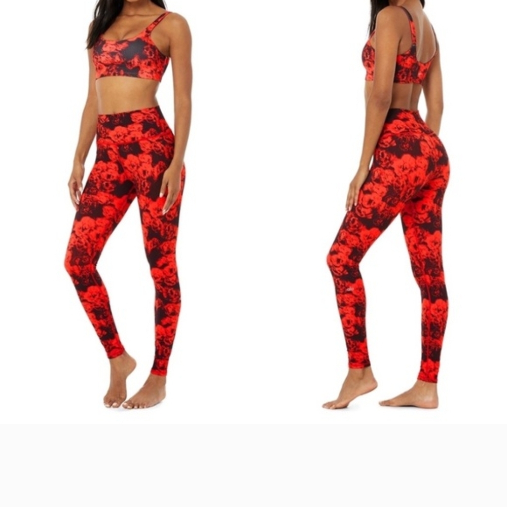 Alo Yoga Legging High-Waist Vapor Roses Cherry Size Large NWT